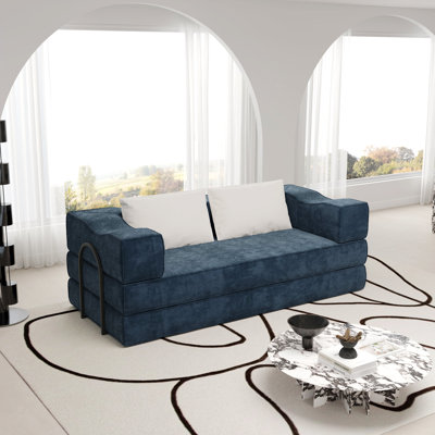 Canapé de style moderne pour intérieur, convertible et convertible à 3 places avec combinaison de bricolage, comprenant deux coussins, idéal pour économiser de l'espace et pour une utilisation polyvalente