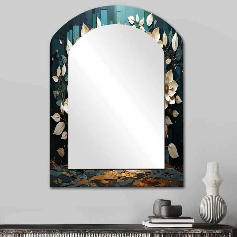 Miroir mural traditionnel blanc et bleu Elegance I, 34 po x 25 po