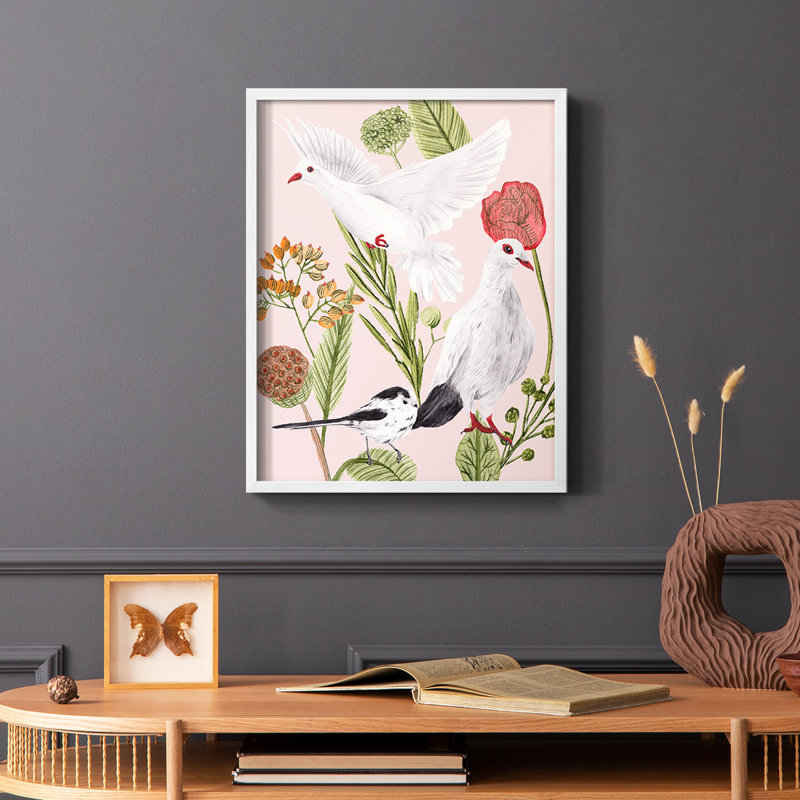 Birds in Motion I, reproduction encadrée - bois massif, Blanc, H 28 po x l 22 po