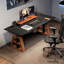 Bureau debout en bois massif noir et noyer-352219155