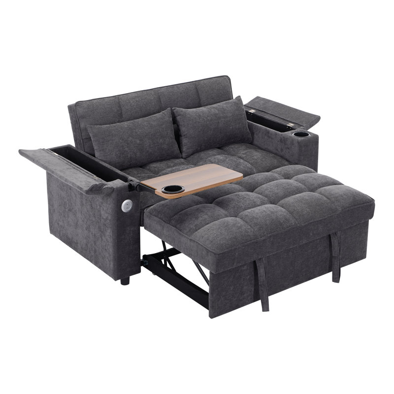 2 Seater Fabric Sofa Bed, Grey