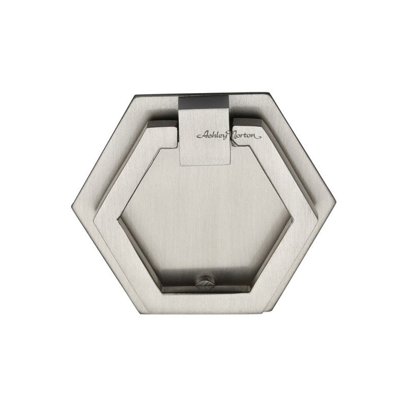 Hex Cabinet Drop Pull on Backplate, Satin Nickel