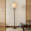 Lampe sur pied rustique de 63 pouces avec motif oiseau et feuille, lampe sur pied rétro pour le salon ou la chambre à coucher, comprend un abat-jour en lin et une ampoule, interrupteur rotatif