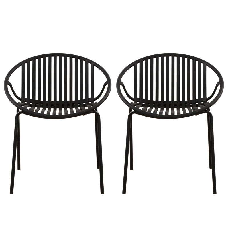 Brentley Patio Stackable Dining Chairs Set, Black