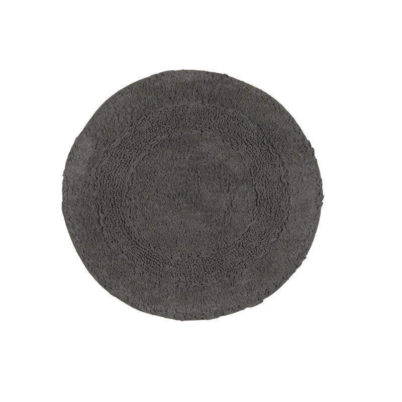Plush Cotton Round shape bath Rug, Gray, 22"W x 22"L