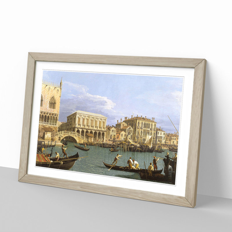 Riva Degli Schiavoni in Venice by Giovanni Canaletto - Picture Frame Painting on MDF, Oak Framed, 27cm H x 36cm W x 2cm D