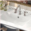 Meuble-lavabo avec lavabo en céramique, meuble-lavabo avec tablette réglable et tablette ouverte, avec pieds en bois massif-2035272847