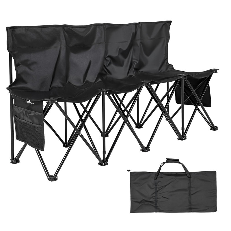 Chaise de sport pliante à 4 places avec banc latéral et sac de transport
