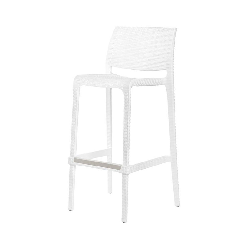 Nenko Low Back Resin Bar Stool, White