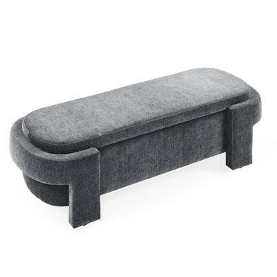 Chenille Upholstered Entryway Bedroom Bench With Large Storage, Grey - 51.5''X20.5''X17'', Comfortable, No Assembly For Living Room Storage And Grey,