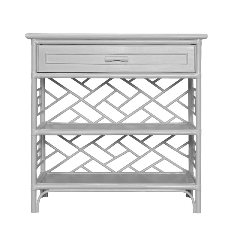 Chippendale End Table with Storage, Light Gray