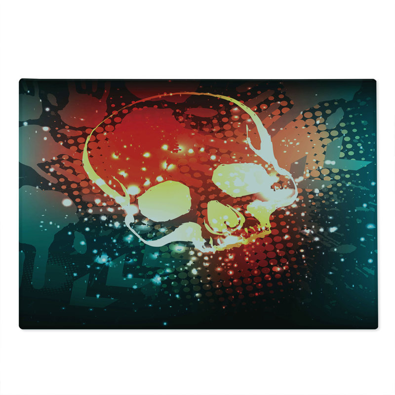 Ambesonne Digital Cutting Board Large Size Computer Art Display Scarlet Teal