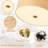 13“ Rattan Semi Flush Mount Ceiling Light Fixture, 3-Light Gold Boho Light Fixtures Ceiling Mount,Farmhouse Drum Rattan Lamp For Upstairs Hallway Entry Foyer Nursery Laundry Room Den