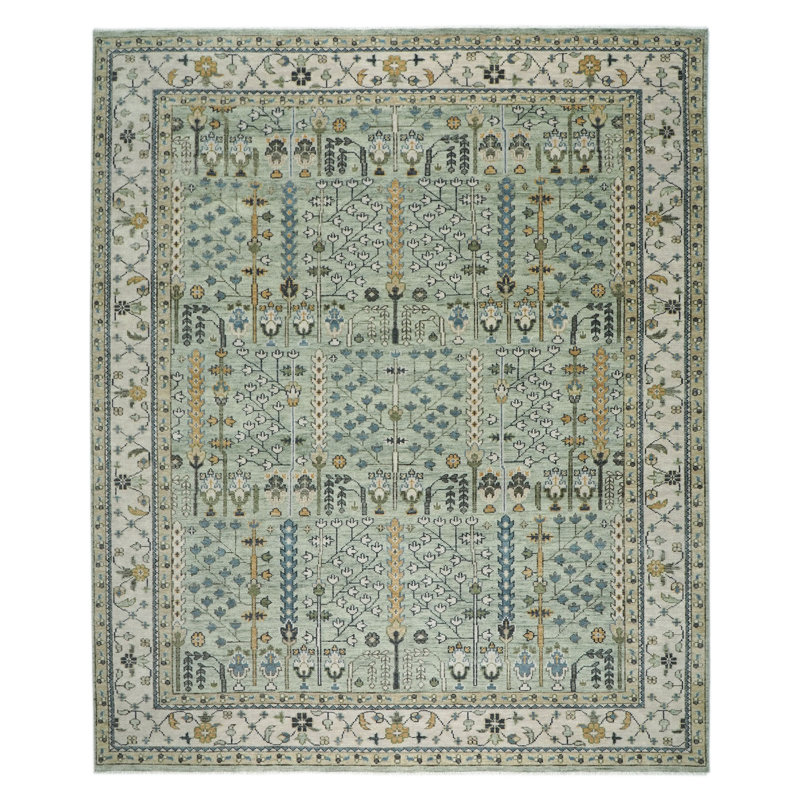 Tapis transitionnel céladon Oushak 12 x 15