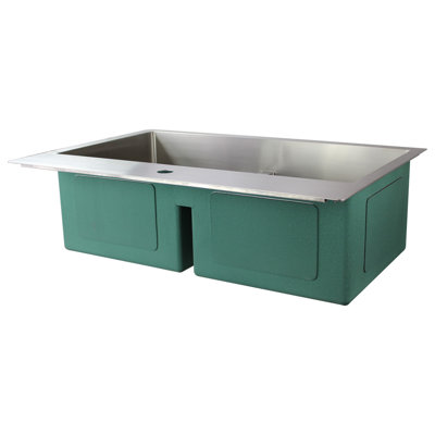 Diamond 33'' L Double Bowl Stainless Steel Kitchen Sink