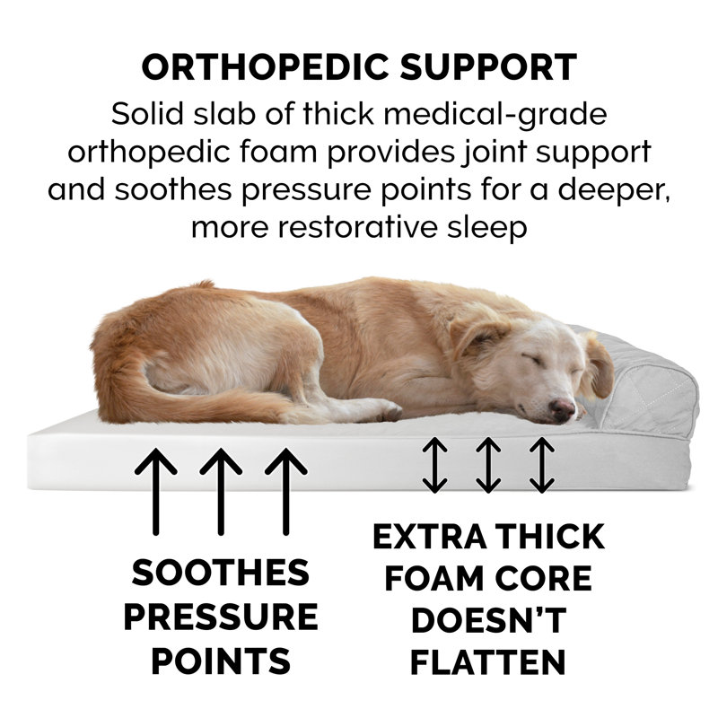 Medium Silver Gray Orthopedic Foam Outdoor Dog Bed