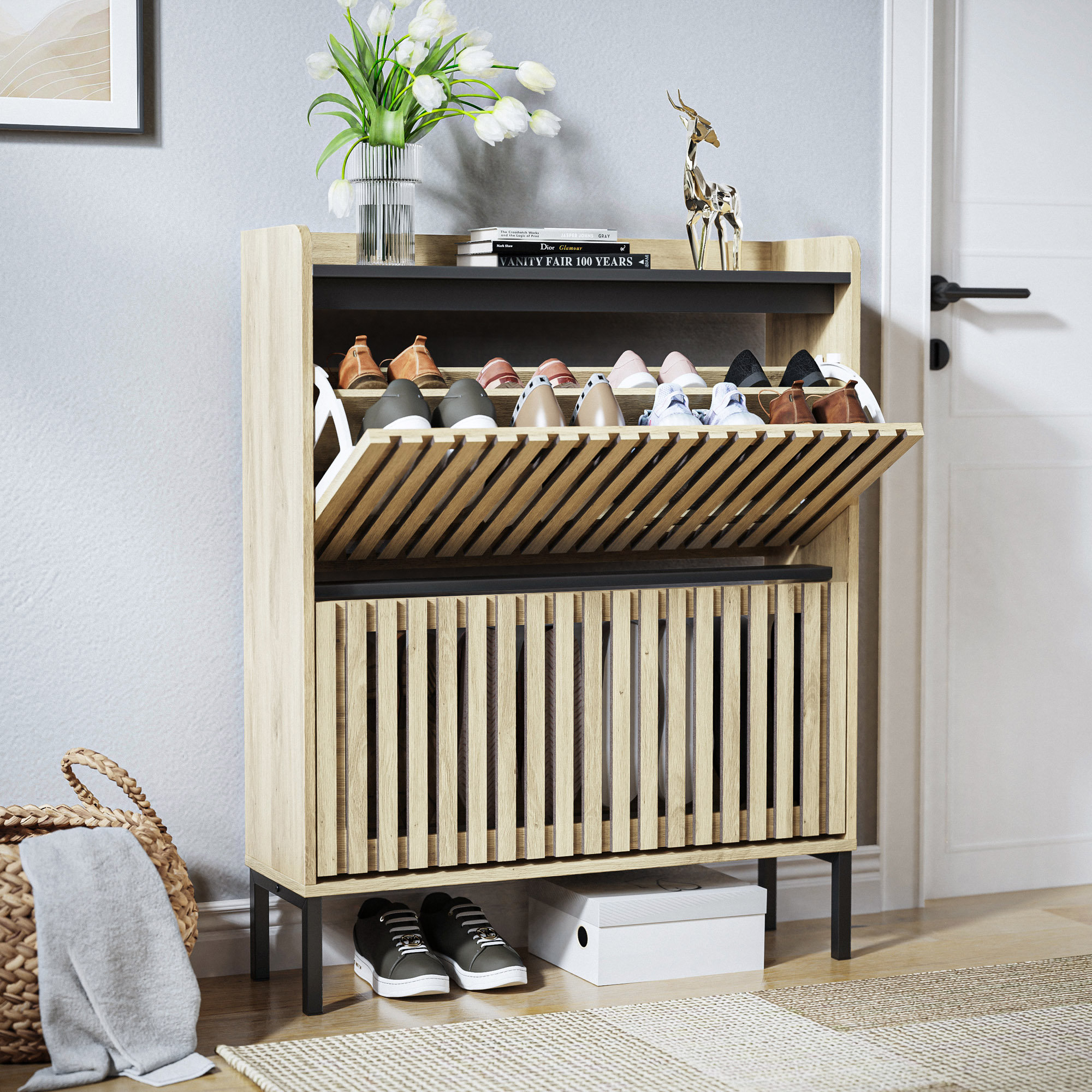 Photo inspiration: Gallery Detail: Latitude Run 2 Flip Shoe Cabinet Multi Layer Shoe Rack