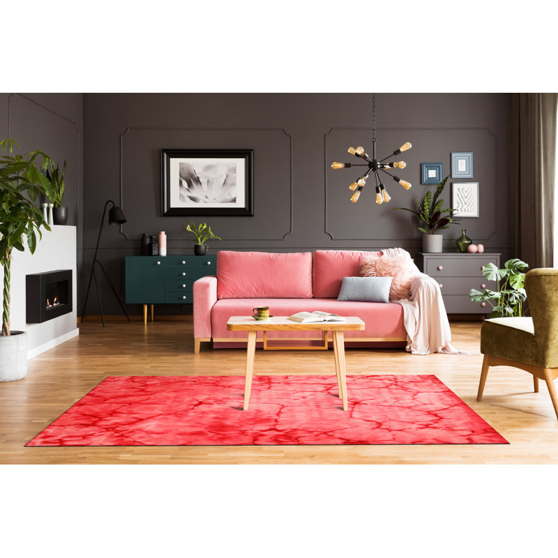Tapis contemporain en laine noué à la main rose Sarrah Giselle, Rectangulaire 3 pi x 5 pi
