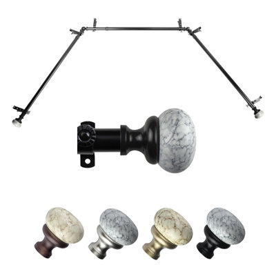 Steel Adjustable Bay Window Single Curtain Rod