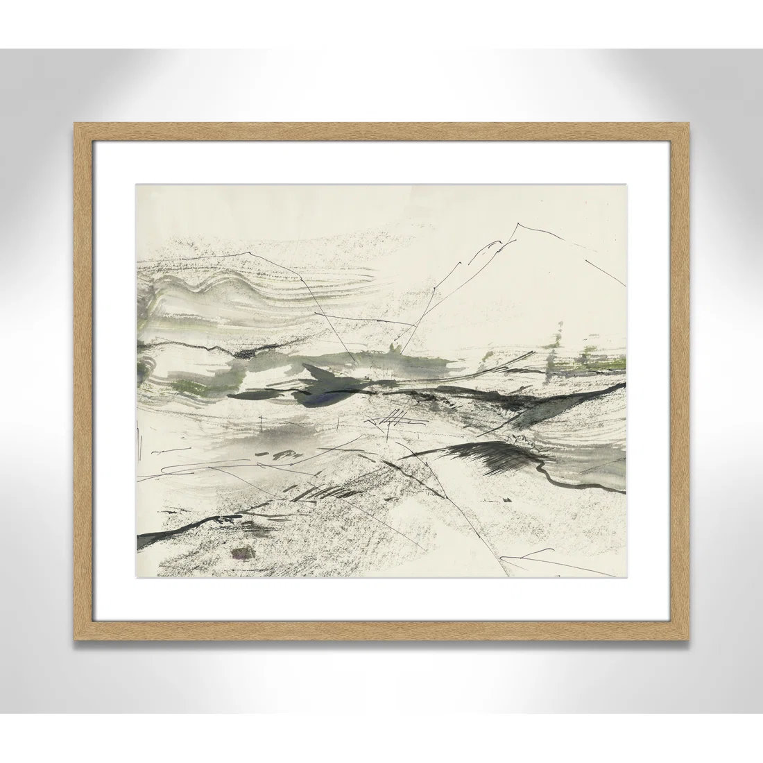 Green Sketches Print by PI Studio, 21.5" H x 25.5" W x 1.25" D, Natural Box Picture Framed, White