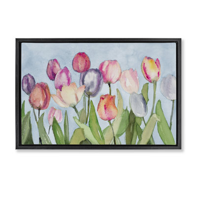 Soft Tulip Field Framed Floater Canvas by Lanie Loreth