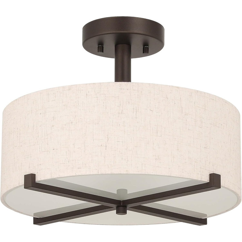 Fabric Semi Flush Mount, Bronze