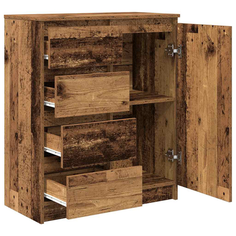 Sideboard With Drawers 71X35x84 Cm Engineered Wood, Old Wood
