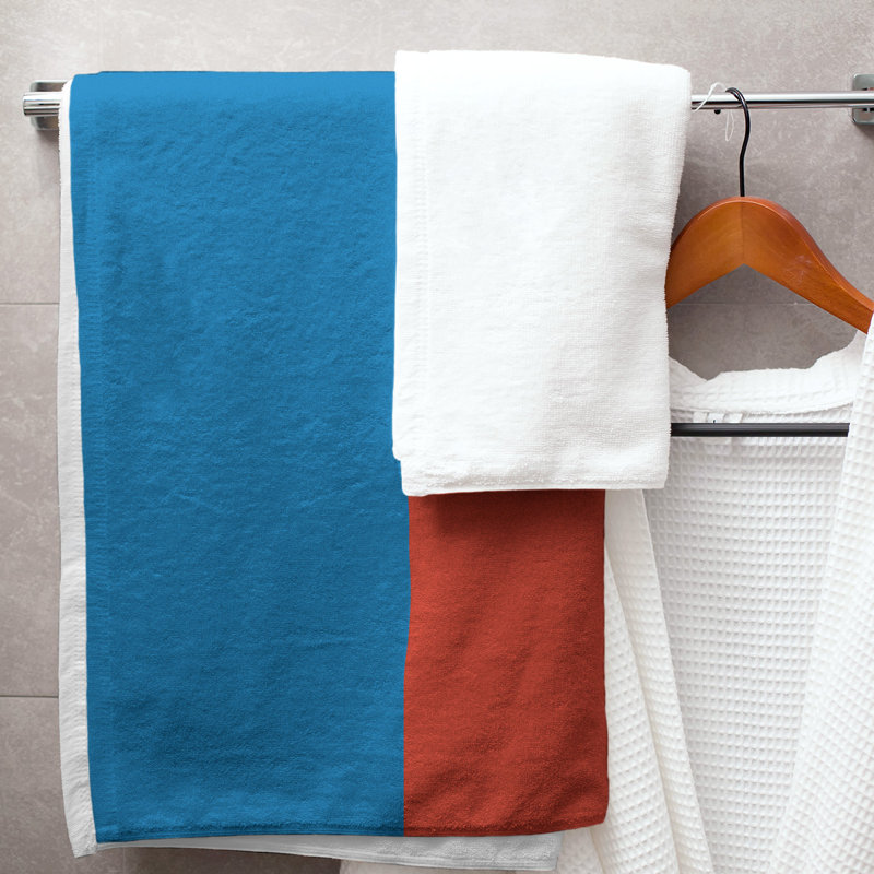 Lightweight Bath Towel, Blue/Orange/White