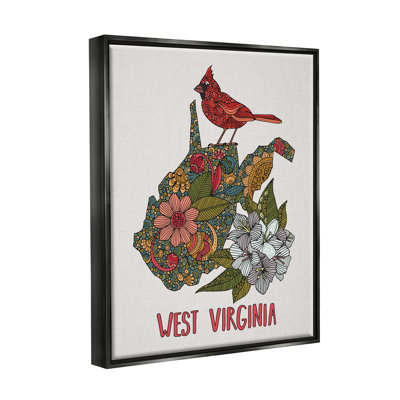 " West Virginia State Cardinal Detailed Floral " by Valentina Harper