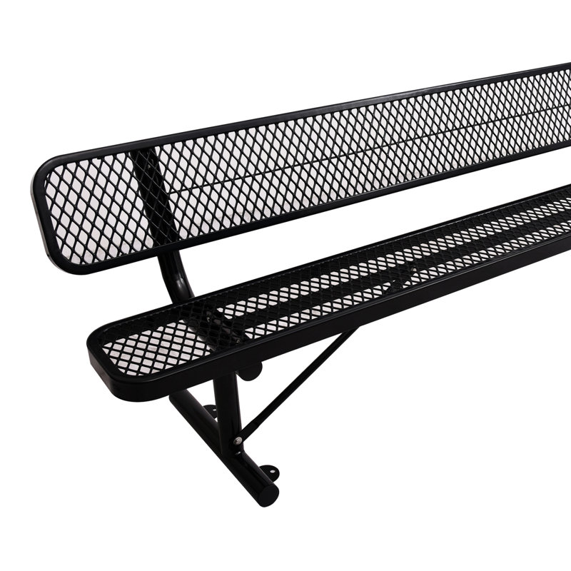 8 pi Banc en acier robuste avec confort - noir pour le jardin de soutien et stable, Noir
