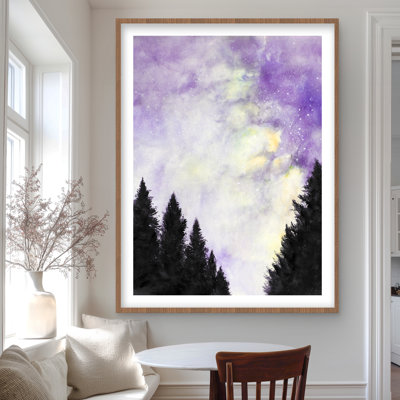 Purple Starry Sky - Framed Matted Print for Home Decor