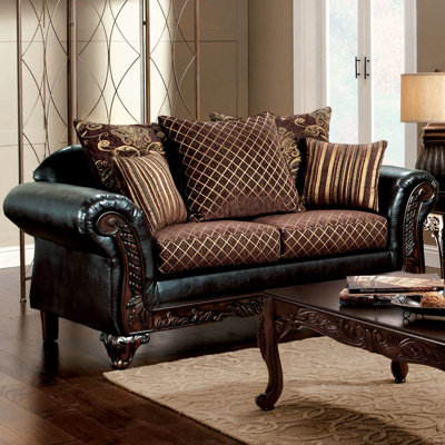 69.4" W Traditional Loveseat, Crosshatch Espresso