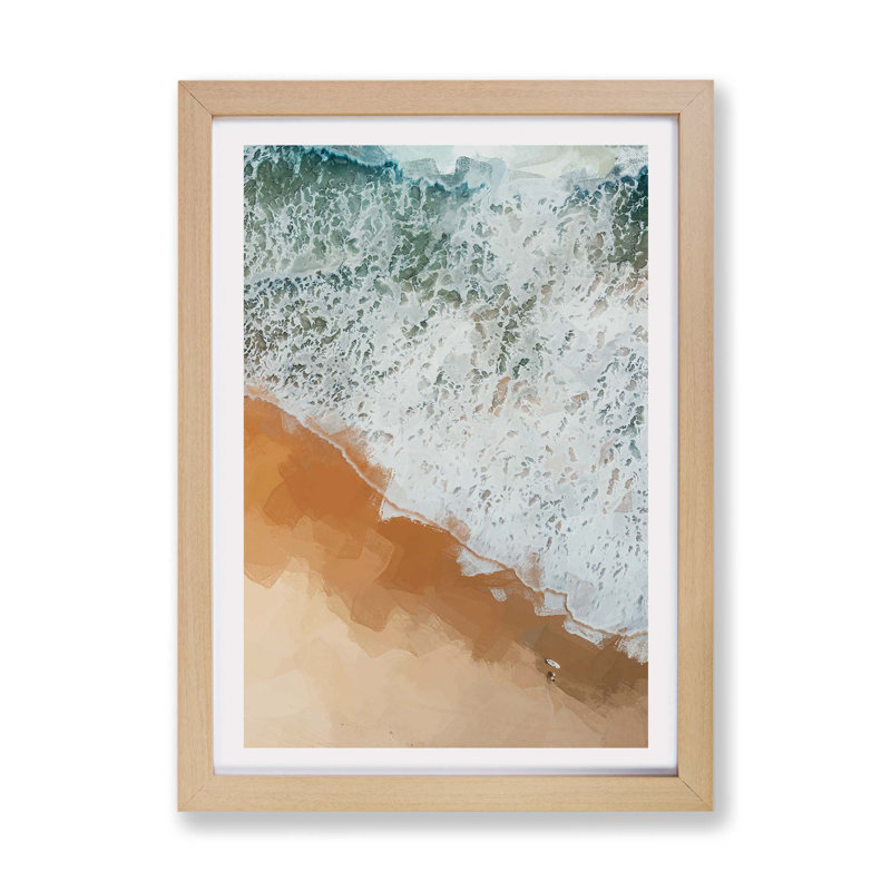 Surfer Upon The Beach In Australia - Single Picture Frame Painting, Oak, 45cm H x 63cm W x 2cm D