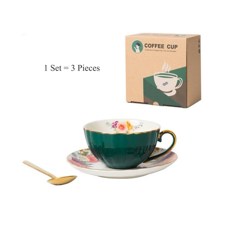 Ensemble de petites tasses à espresso avec poignée, 12 pièces, Émeraude