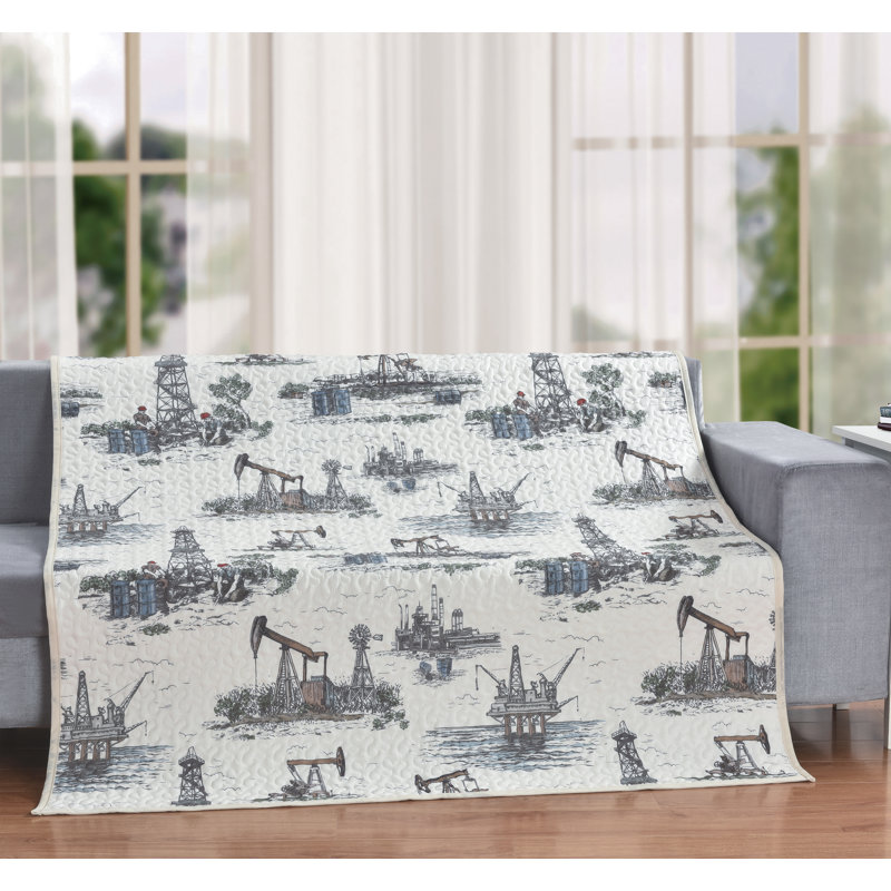 Oil Field Rustic Quilted Throw Blanket Cozy Polyester Accent
