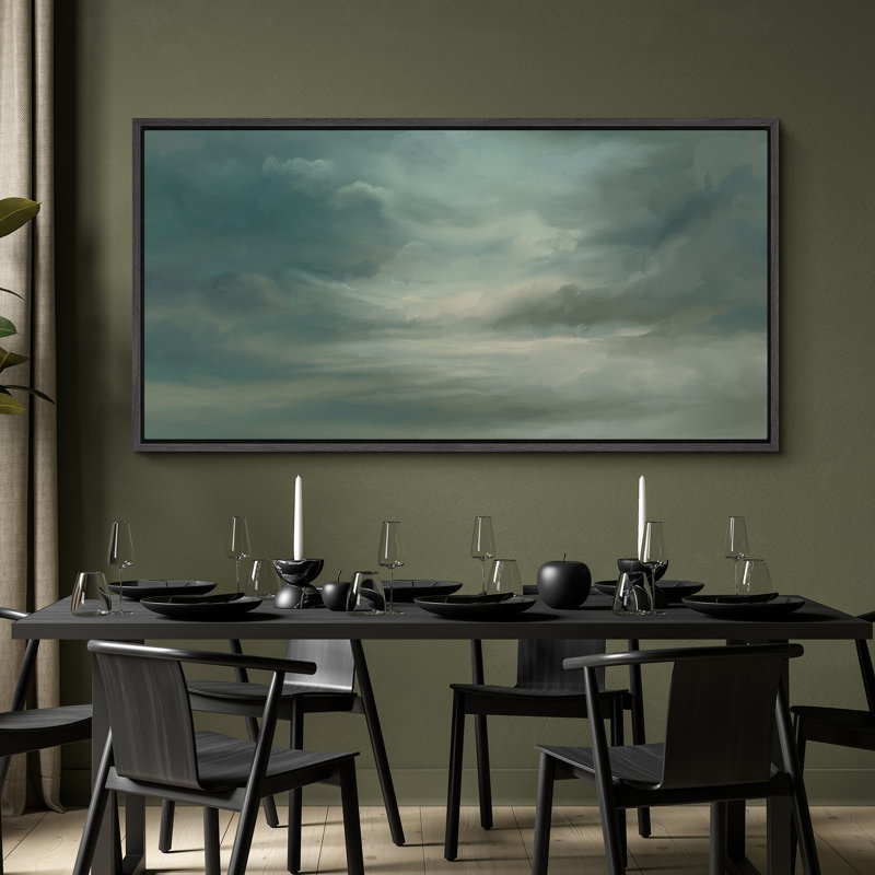 Impression sur toile encadrée «Green Tunes Relaxing Calm Clouds», Noir, noir, noir, noir, H 30 po x l 60 po