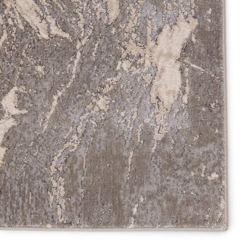 Tapis abstrait gris / crème Geting, Tapis de couloir 2 pi 2 po x 8 pi
