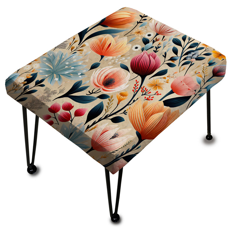 Kamran - Repose-pieds rectangulaire floral