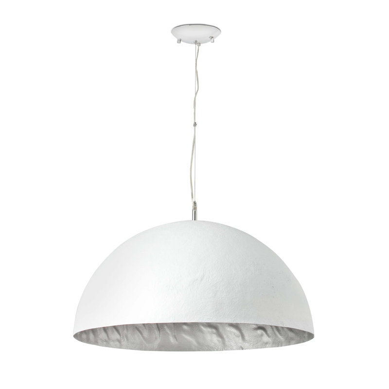 Hansen 3 - Light Silver Dome Pendant, White and Silver