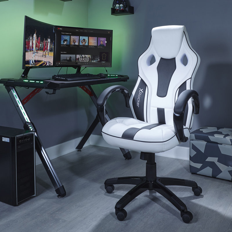 X Rocker Maverick Height Adjustable Gaming Chair, White/Black
