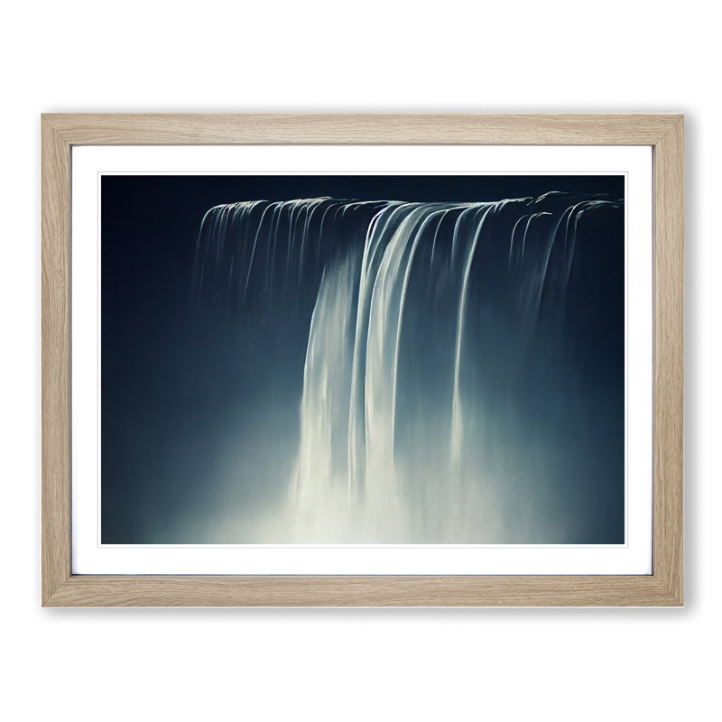 Showstopping Waterfall - Single Picture Frame Print, Oak Framed, 46cm H x 64cm W x 2cm D