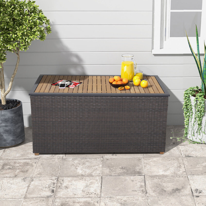 Gymax 51 " W 134 Gallons Water Resistant Wicker Deck Box