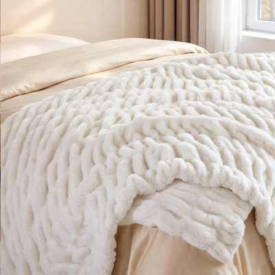 Jeté luxueux en fausse fourrure de lapin haut de gamme, méga couverture en fourrure de lapin à double face pour canapé, lit, décoration intérieure.
