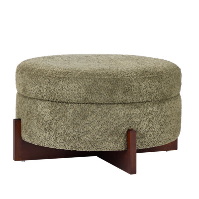 Loom Round Storage Ottoman Tufted Upholstered