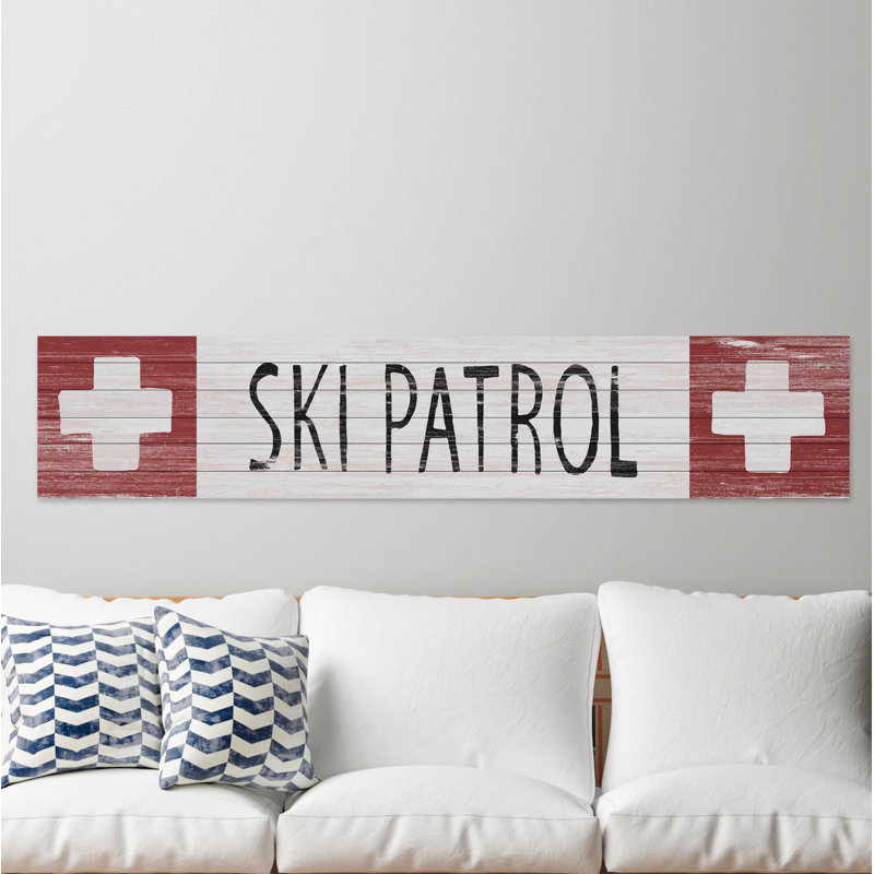 « ski patrol crosss », art textuel sur bois