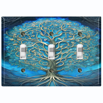 Plaque murale standard avec interrupteur à bascule à 3 branches Arbre de vie