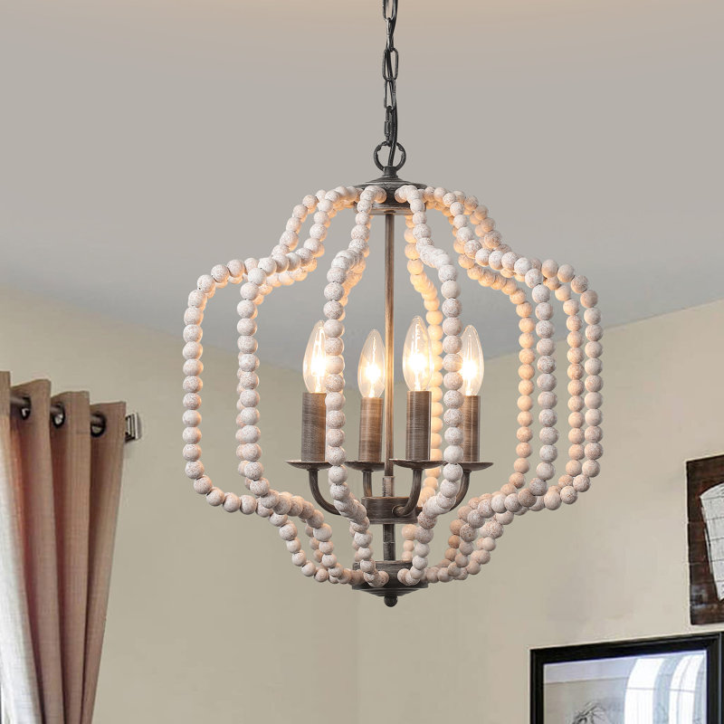Aureliano 4 - Light Dimmable Geometric Chandelier, Black/Distressed White