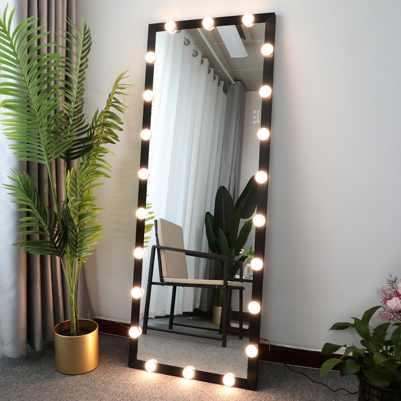 Full Length Mirror With Lights Full Body Vanity Mirror With 3 Color Modes Lighted Standing Floor Mirror For Dressing Room Bedroom Wall Mounted Touch Control Silver 63"x24"