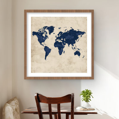 «Blue Earth» - beige, reproduction matte encadrée pour la décoration intérieure