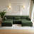 Maelina 5 - Piece Upholstered Green Corduroy Modular Sectional Sofa with Pillow Back and Removable Ottoman-107665275-107665276